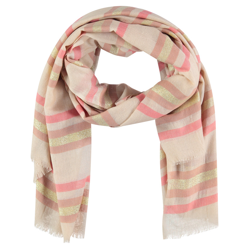 Echarpe rayée avec bandes dorées 