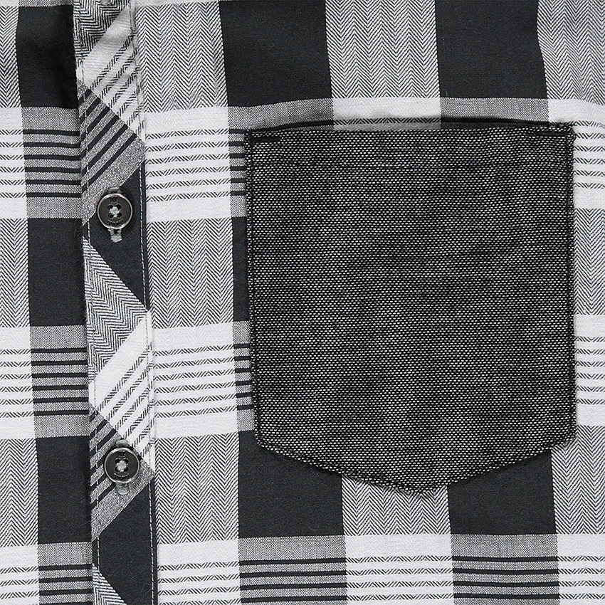 Junior - Chemise manches courtes à carreaux all-over avec poche plaquée 