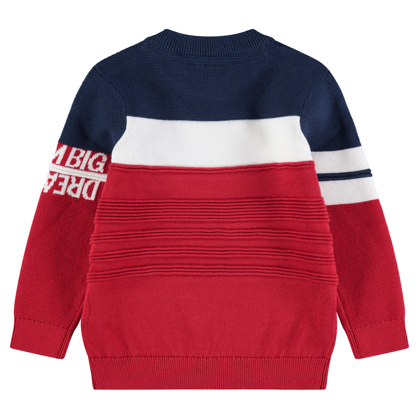 Pull en tricot avec inscriptions en jacquard 