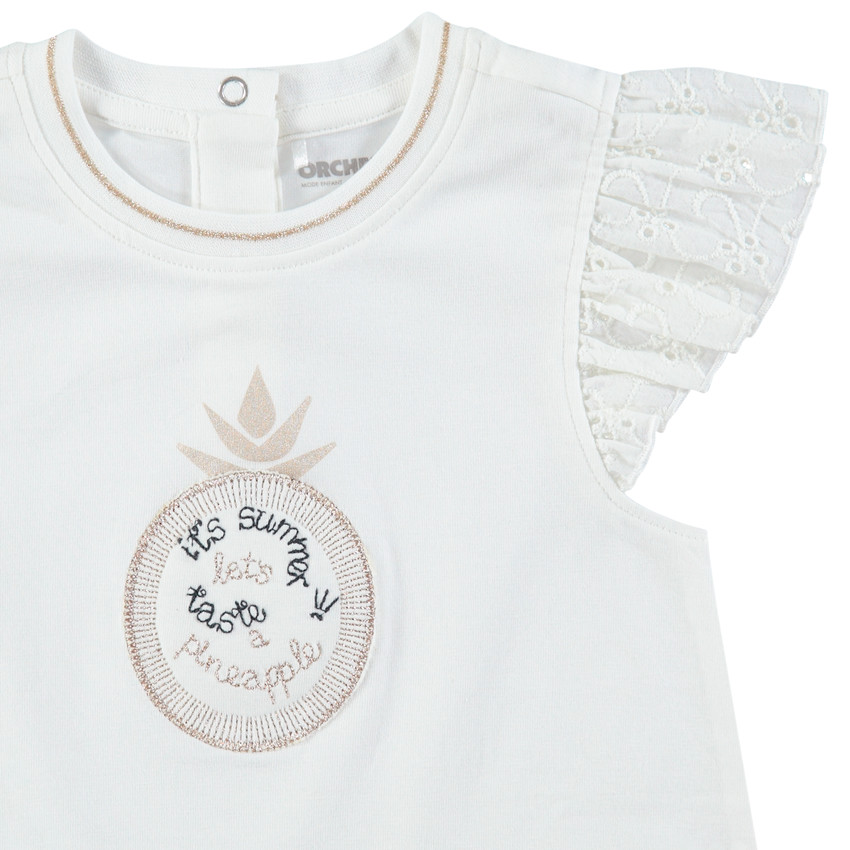 Ensemble avec tee-shirt à manches volantées et short à ananas pailletés 