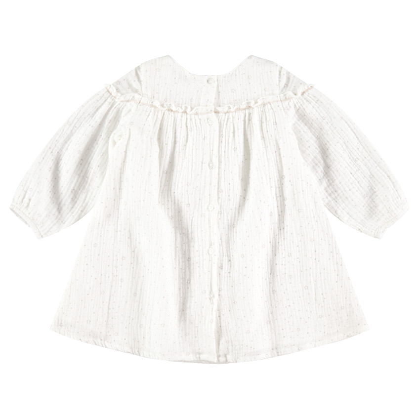 Robe manches longues en coton tubique avec poupée pailletée printée 