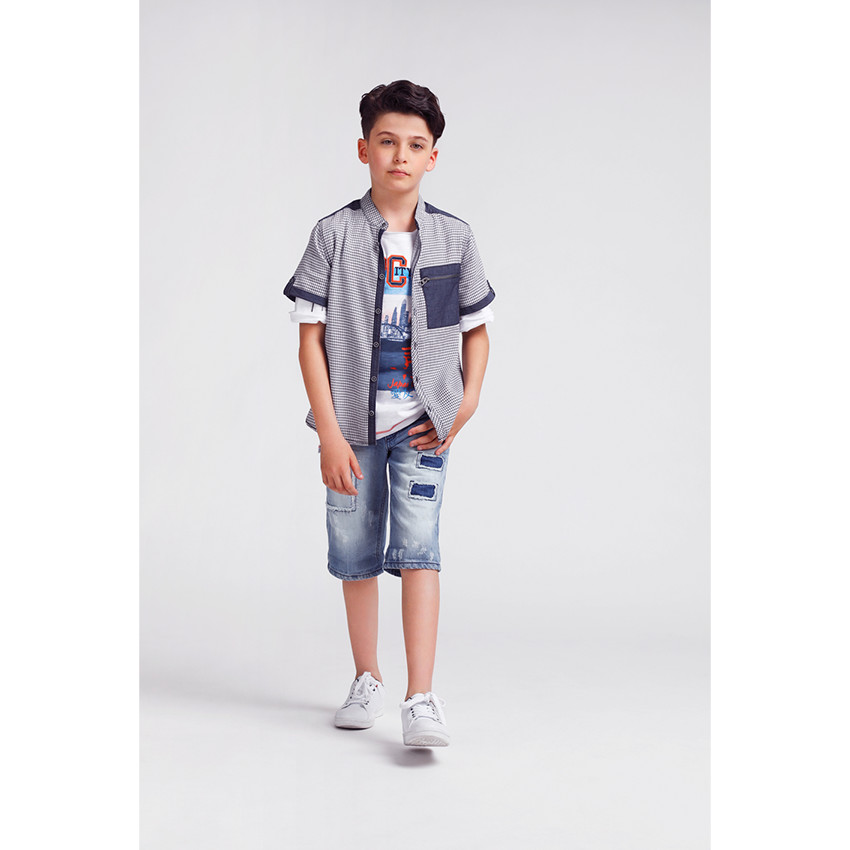 Tee-shirt manches courtes avec print Japon et zip sur la manche 