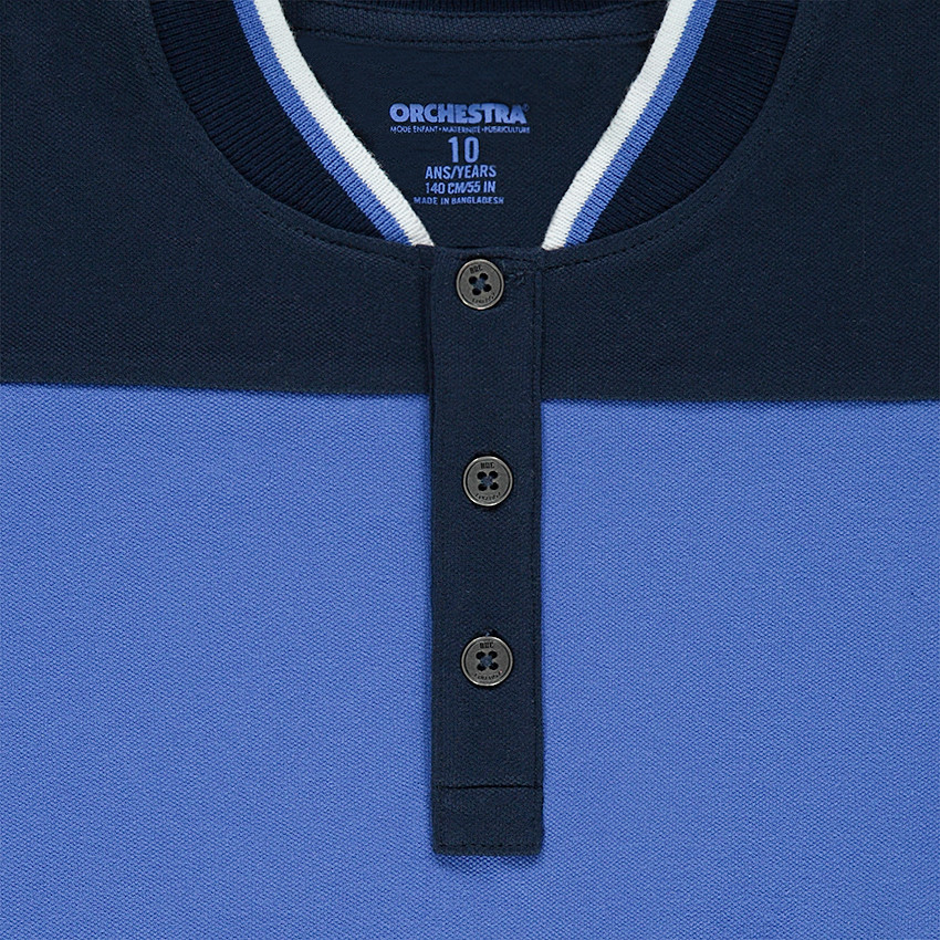 Junior - Polo manches longues en jersey avec col esprit teddy 