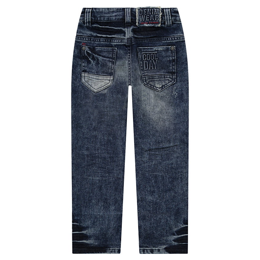 Jeans effet used et crinkle avec déchirures  