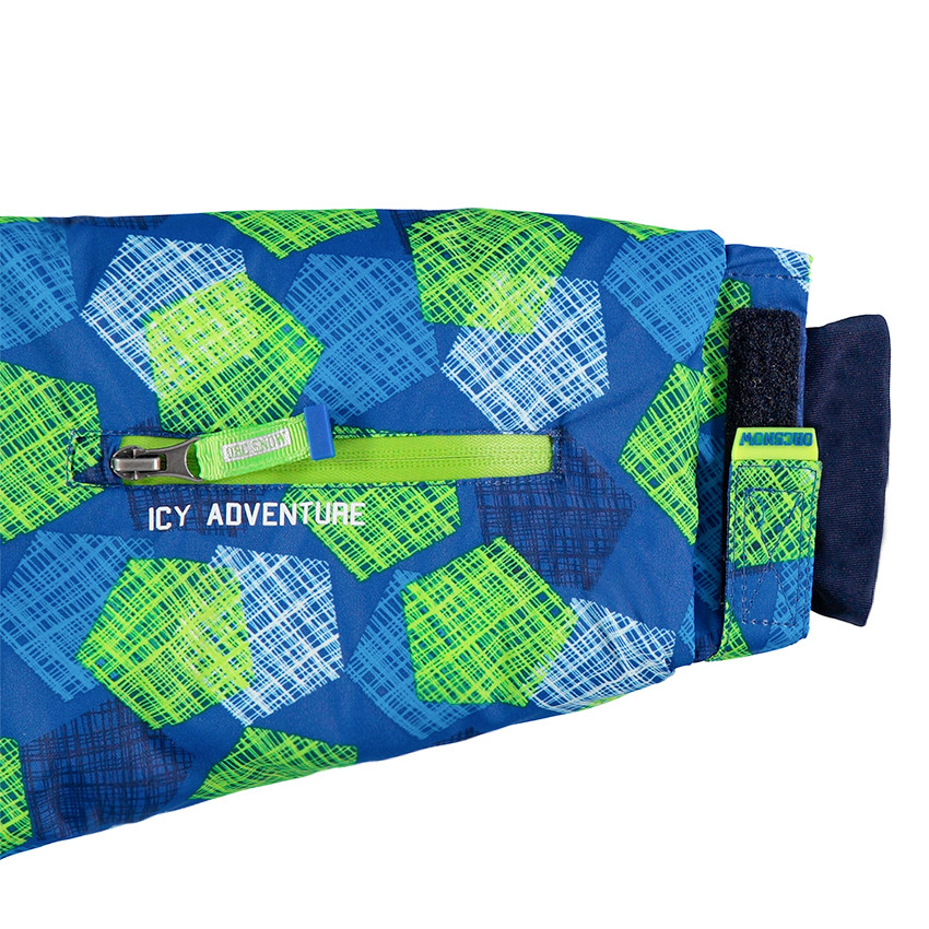 Blouson de ski bicolore avec poches zippées et bandes printées 