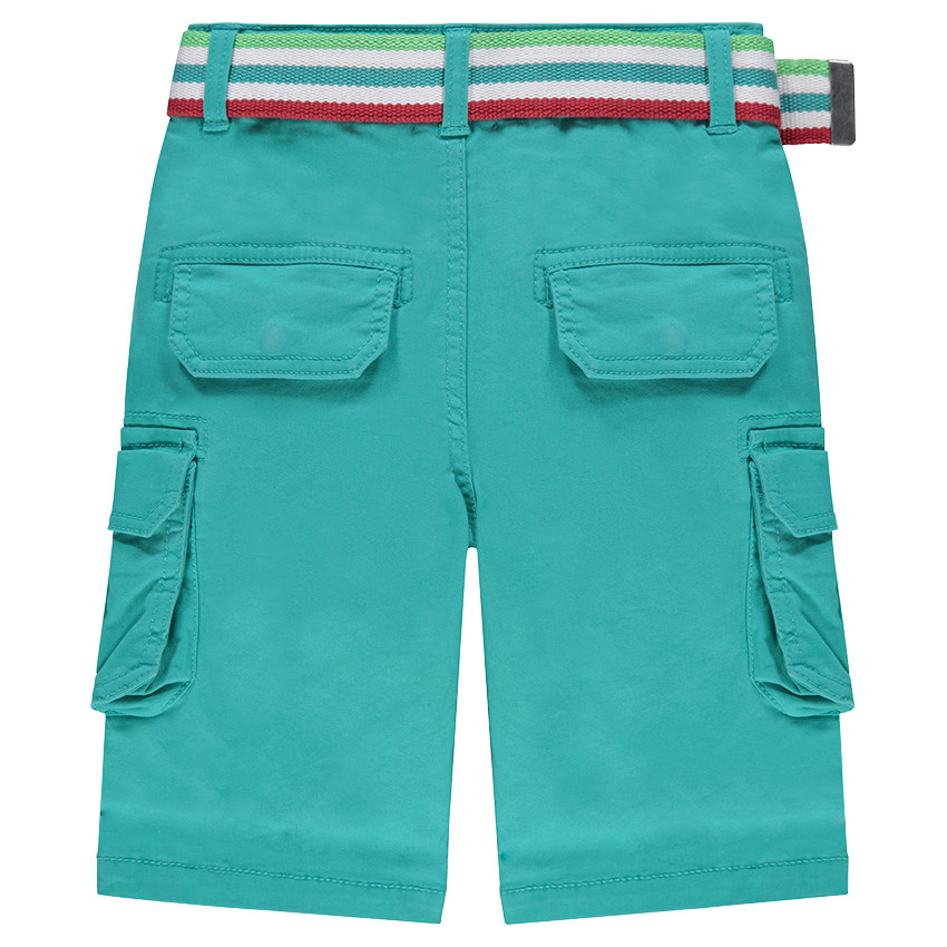 Bermuda cargo à poches et ceinture rayée amovible 