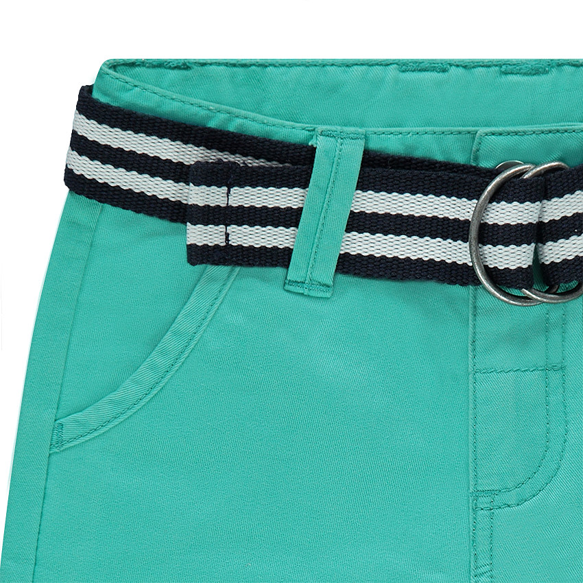 Bermuda en twill uni avec ceinture rayée amovible 