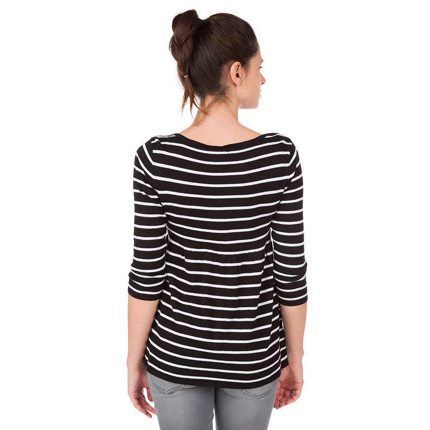 Pull de grossesse à rayures contrastées et manches 3/4 