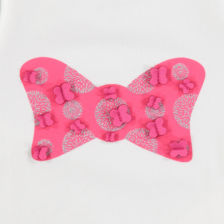 Tee-shirt manches longues en jersey avec noeud rose sur le devant 