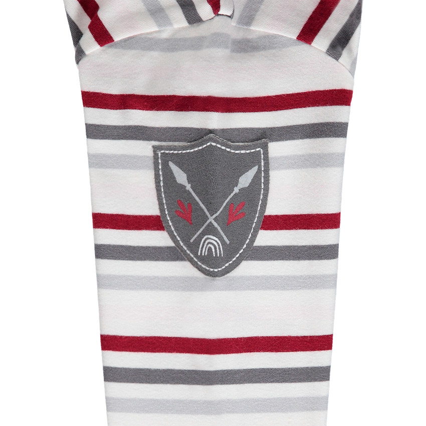 Tee-shirt manches longues avec rayures et badge 