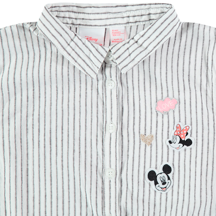 Chemise manches courtes à rayures et patchs Mickey Minnie Disney 