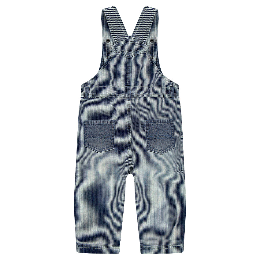 Salopette en jeans avec rayures et empiècements unis 
