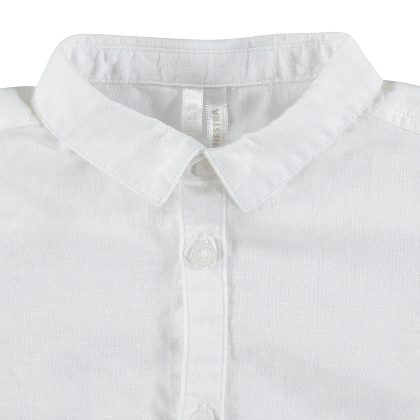 Ensemble avec chemise manches longues unie et pantalon rayé 