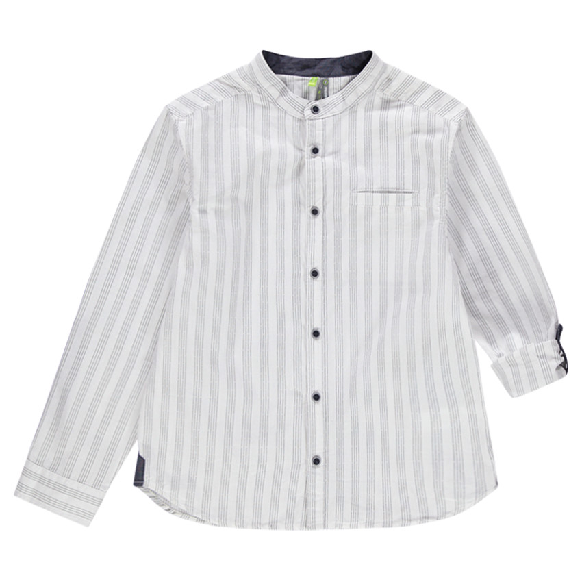 Junior - Chemise manches longues col mao à rayures verticales 