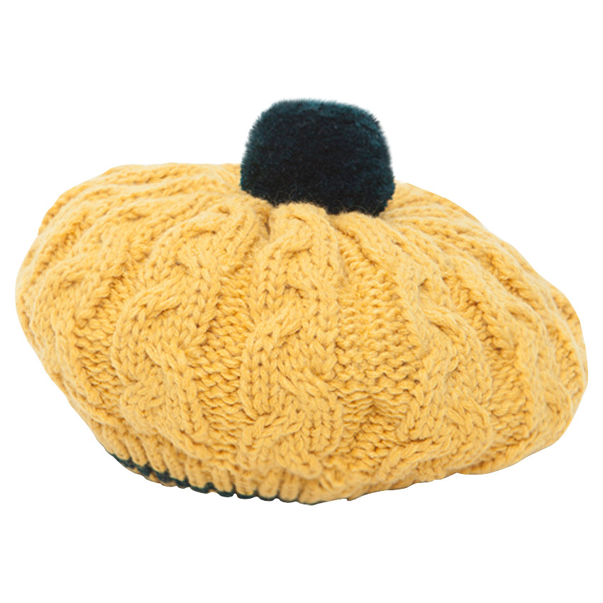 Béret en tricot avec pompon 