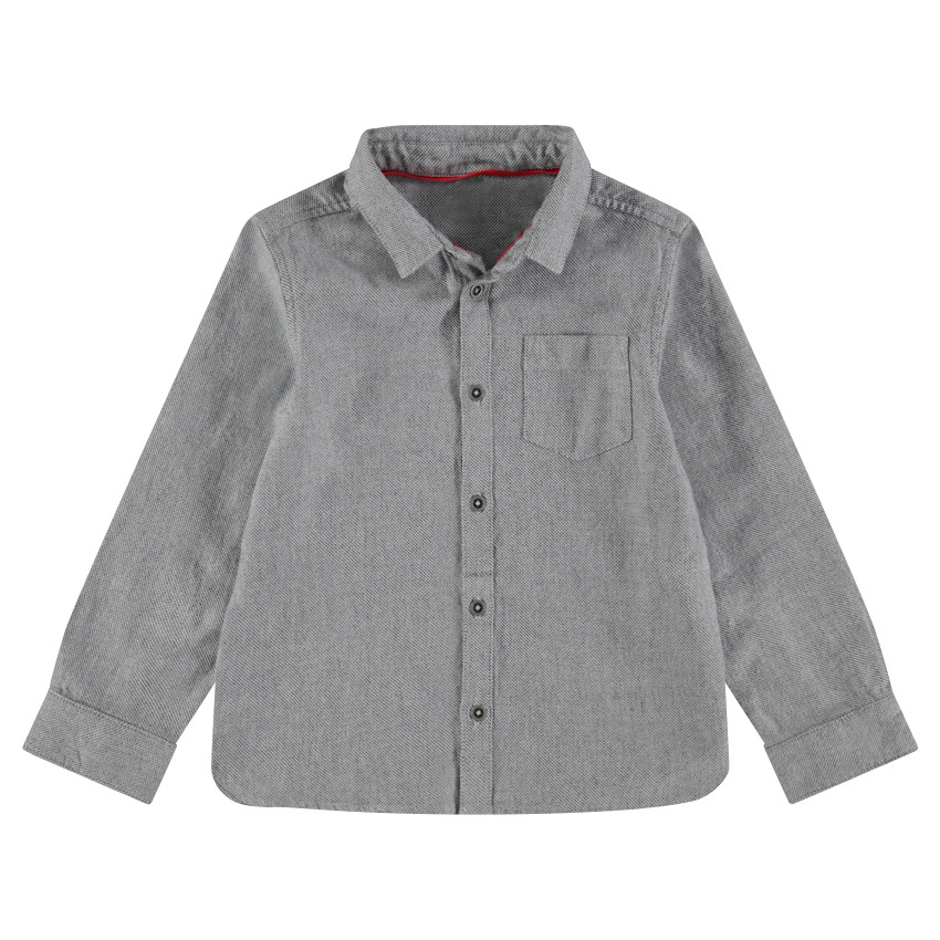 Chemise manches longues en coton piqué avec poche 