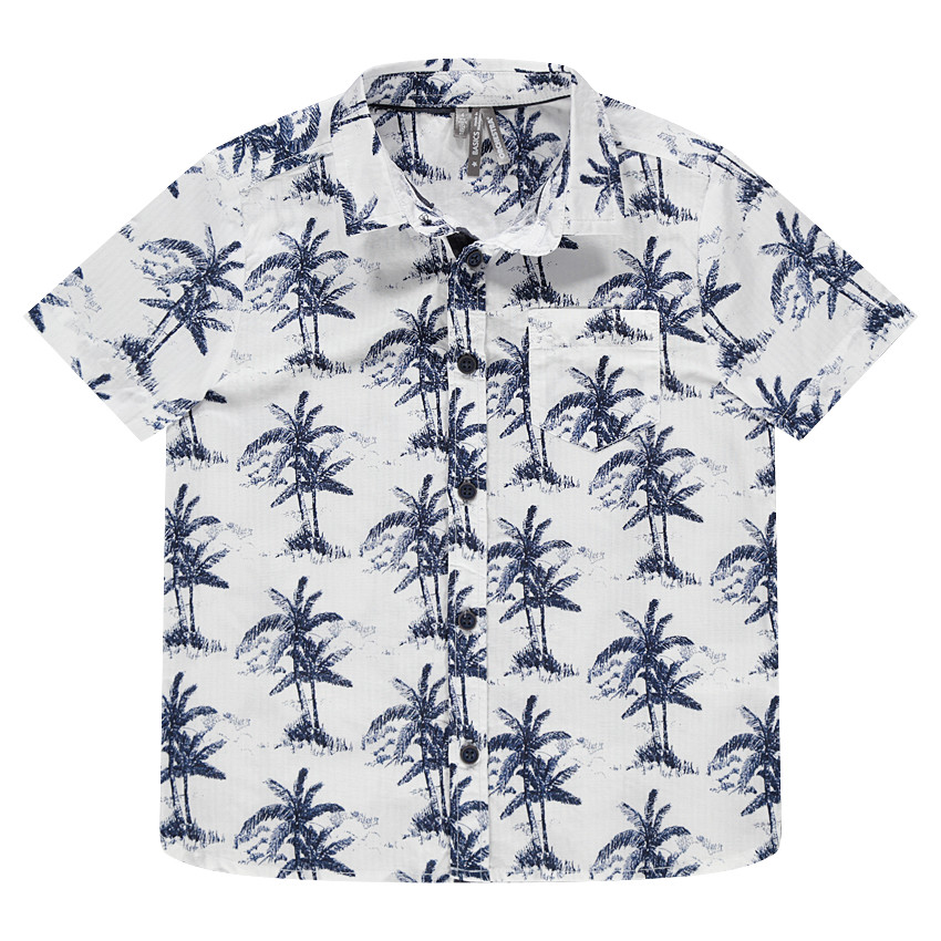 Chemise manches courtes avec palmiers printés all-over 