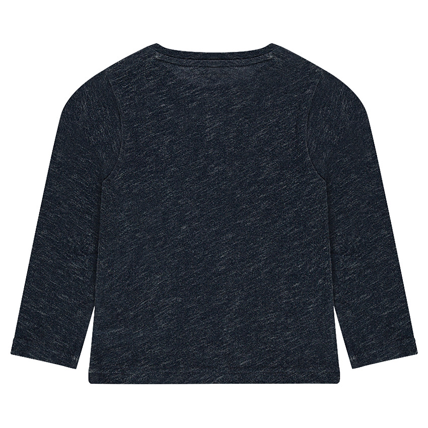 Tee-shirt manches longues en jersey chiné avec col tunisien 
