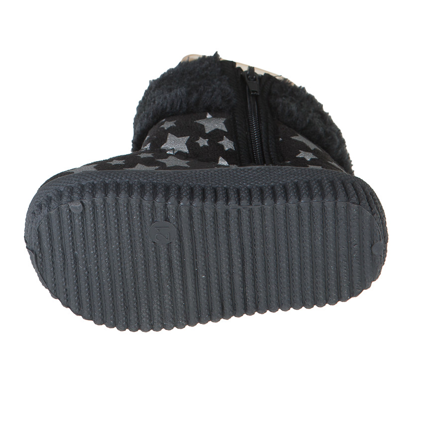Chaussons bottines fausse fourrure avec pompons et imprimé étoiles 