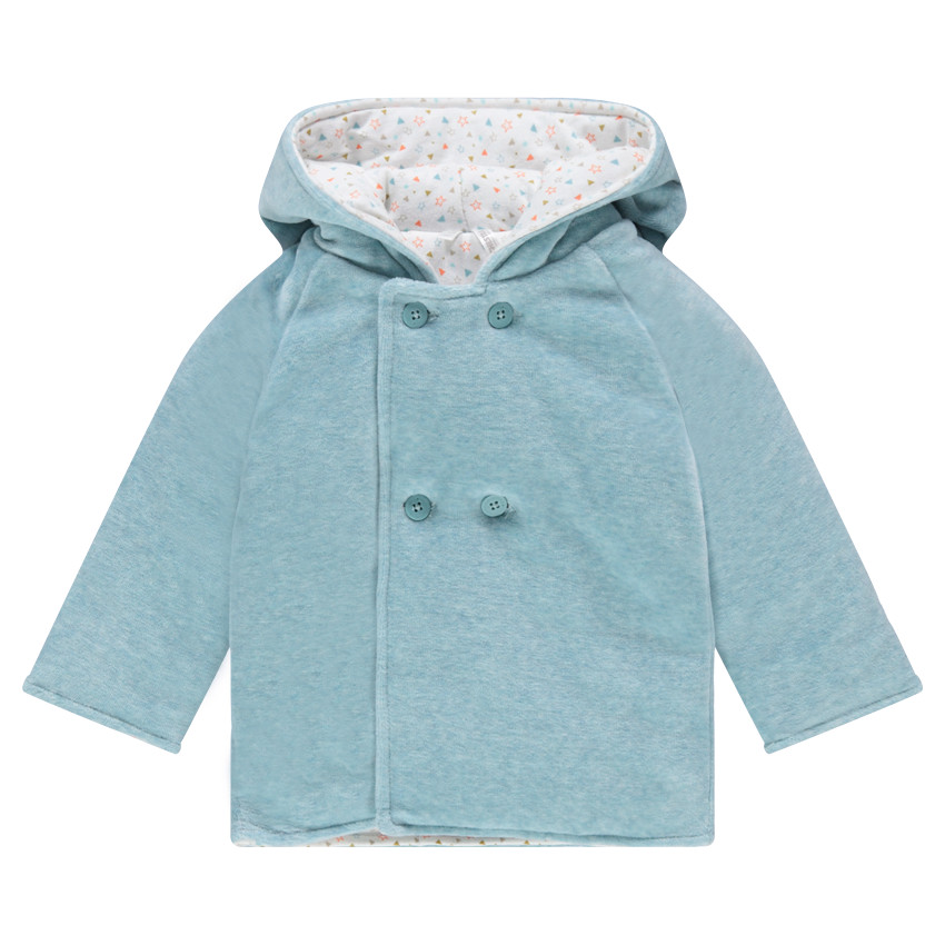 Veste en velours avec capuche en pointe et animal brodé 