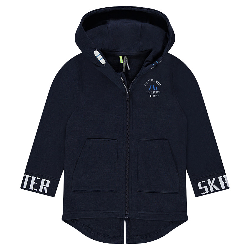 Gilet en molleton léger plus long au dos avec inscriptions printées 