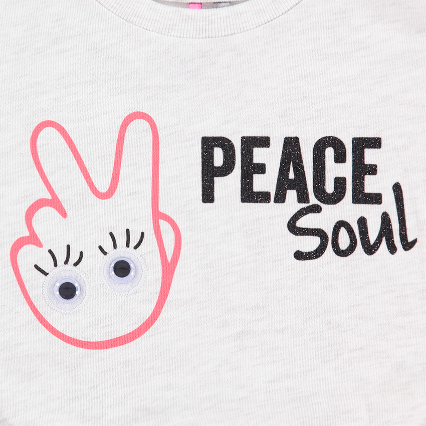 Sweat en molleton avec prints fantaisie et yeux plastifiés  