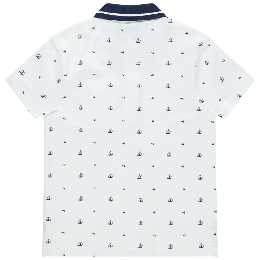 Polo en coton piqué imprimé bateaux à poche 