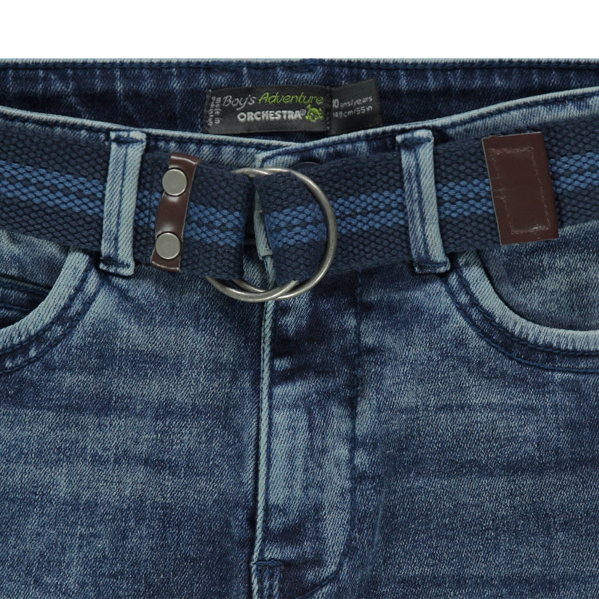 Junior - Bermuda en jeans effet used avec ceinture amovible 