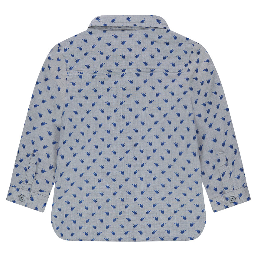 Chemise manches longues en coton avec hélicoptères imprimés all-over 