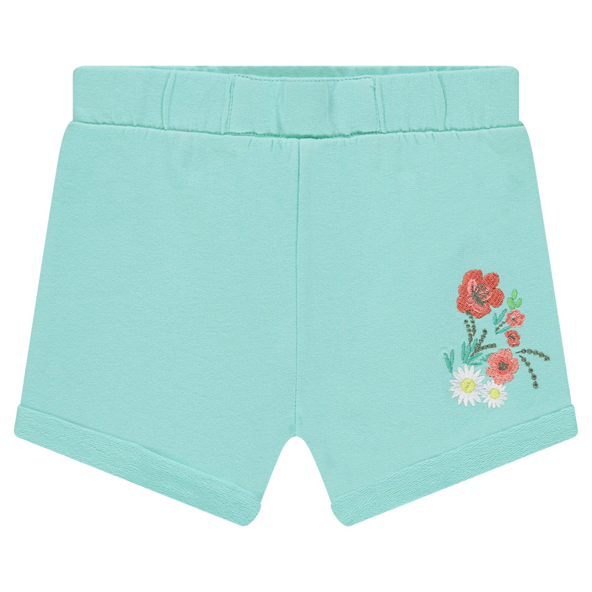 Short en jersey à fleurs brodées 