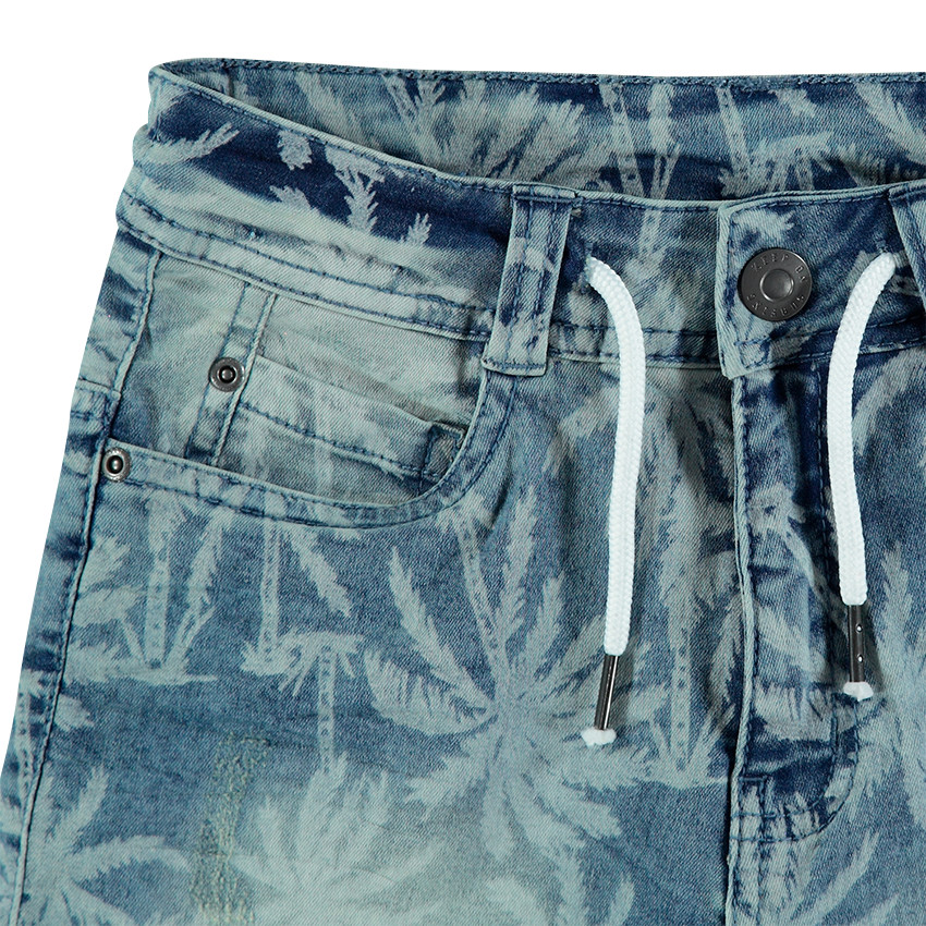 Junior - Bermuda en jeans avec palmiers all-over  
