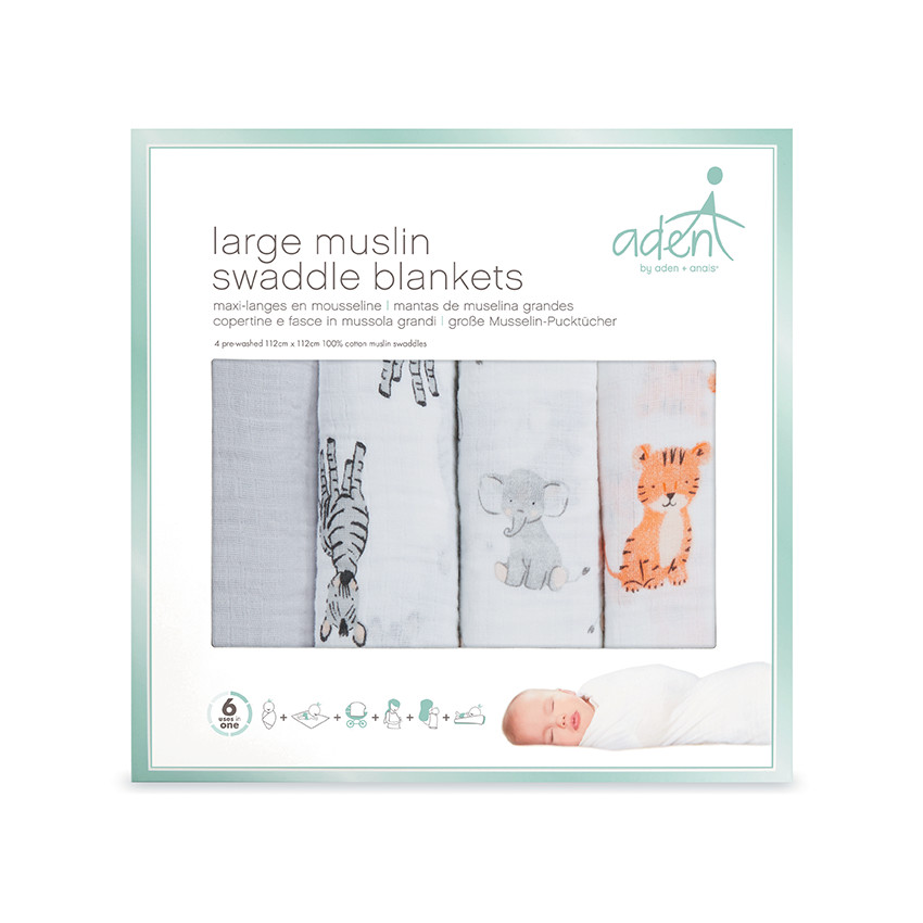 Lot de 4 maxi-langes aden by aden+anais® - Safari Babies 