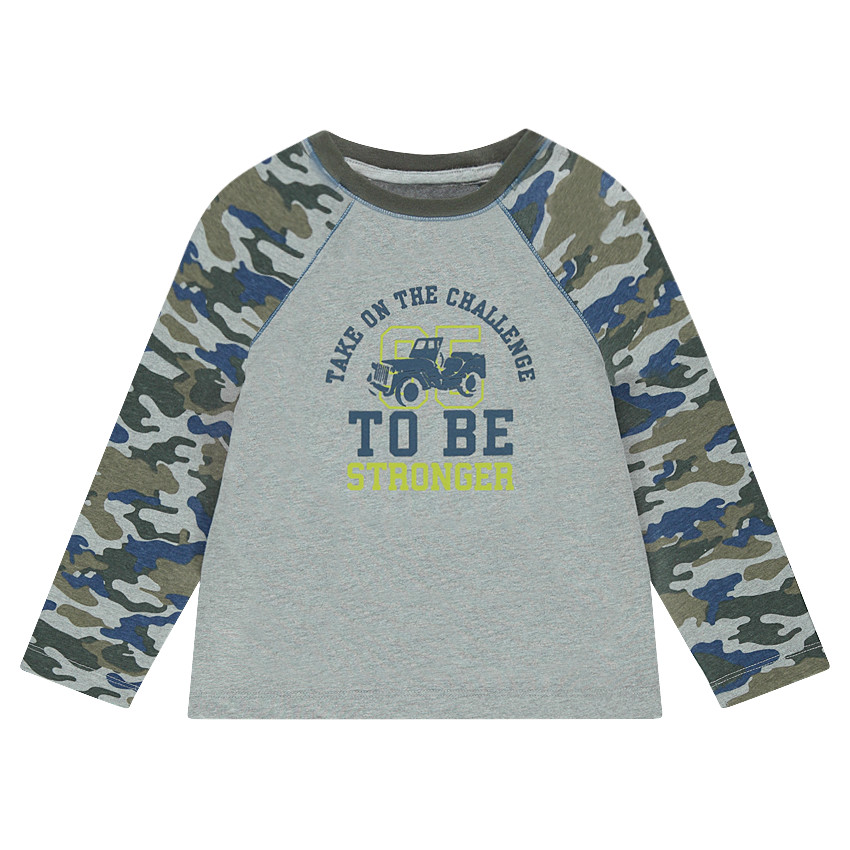 Tee-shirt manches longues motif army avec print sur le devant 