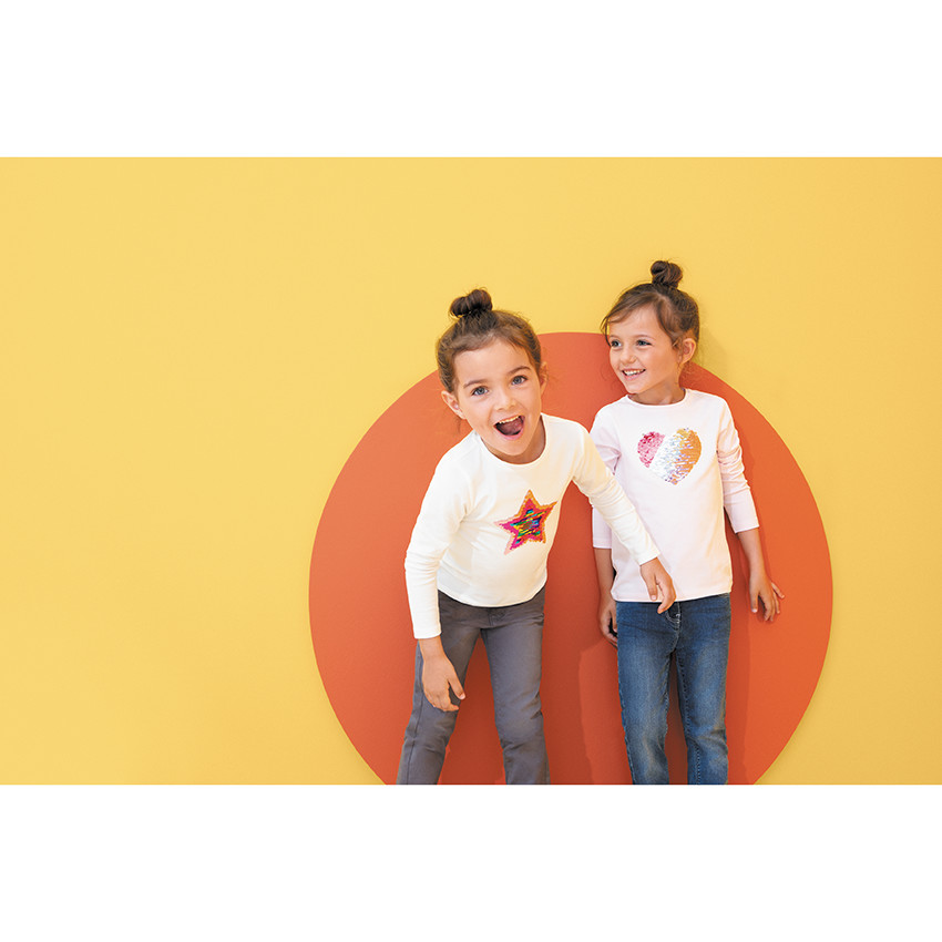 T-shirt manches longues en jersey avec motif en sequins 