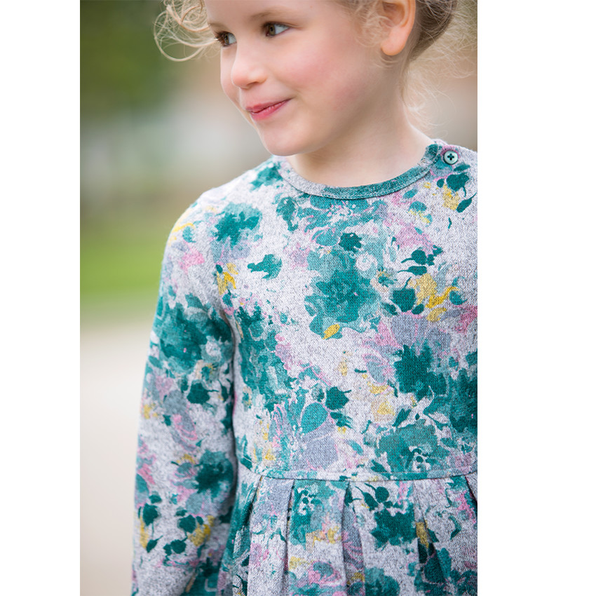 Robe en maille fantaisie imprimée fleurs 