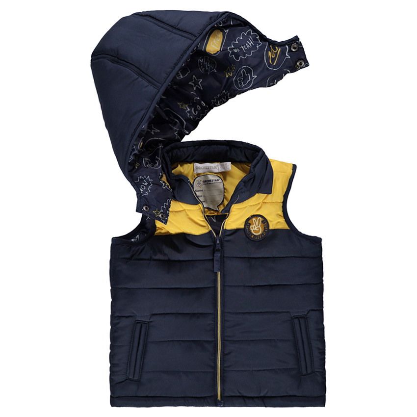 Doudoune sans manches avec badge patché et capuche amovible 