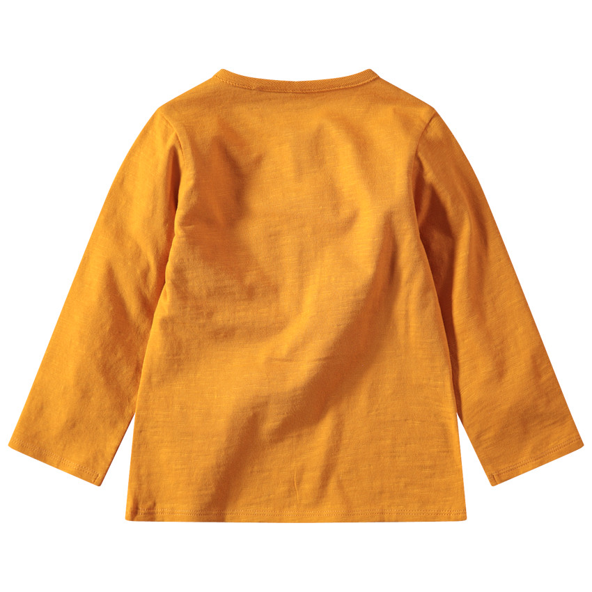 T-shirt manches longues en jersey slub avec poche plaquée 