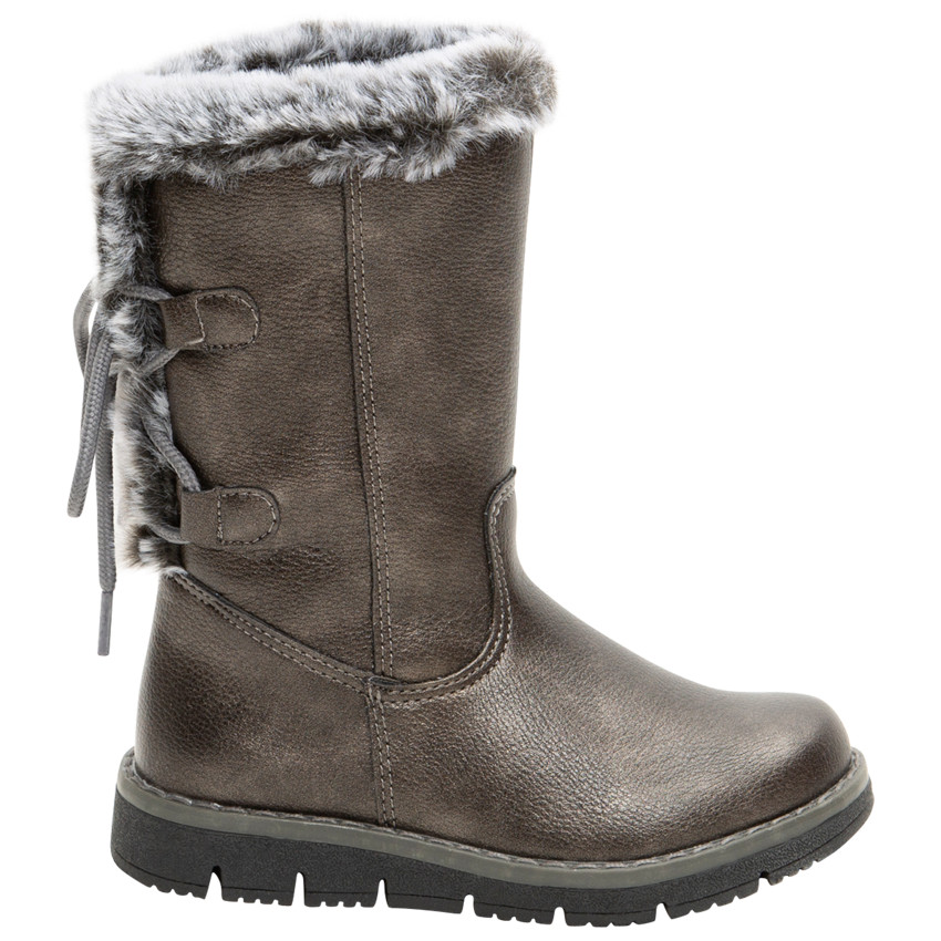 Bottes effet cuir à laçage fantaisie et fausse fourrure du 24 au 27 