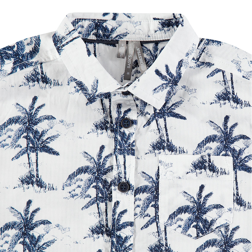 Chemise manches courtes avec palmiers printés all-over 