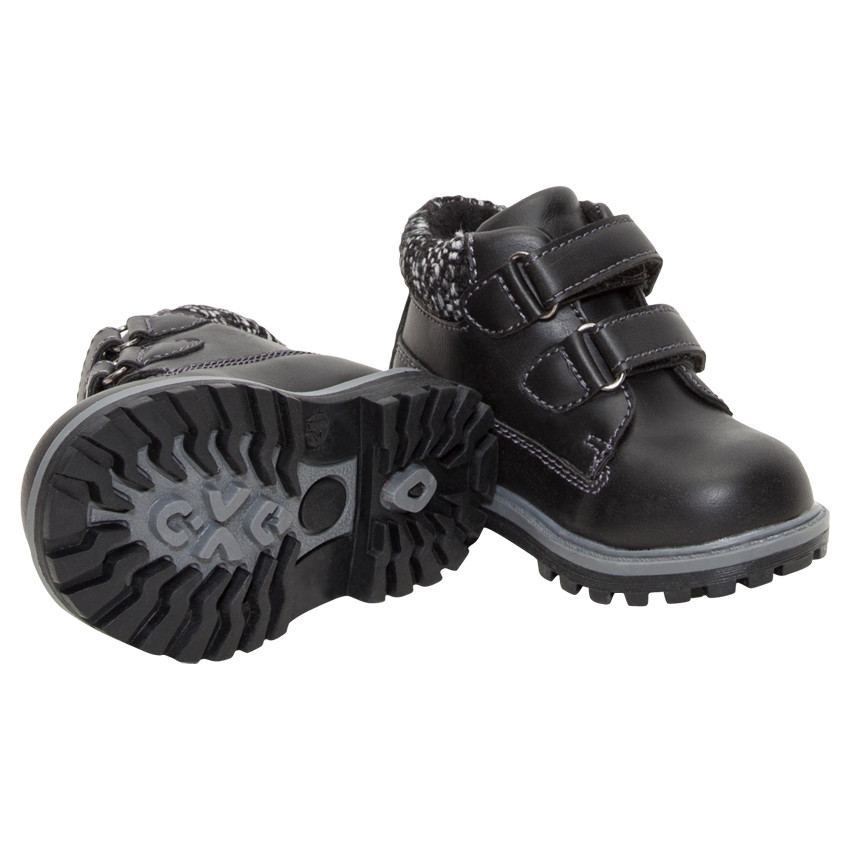 Bottillons aspect cuir à scratchs et crampons 