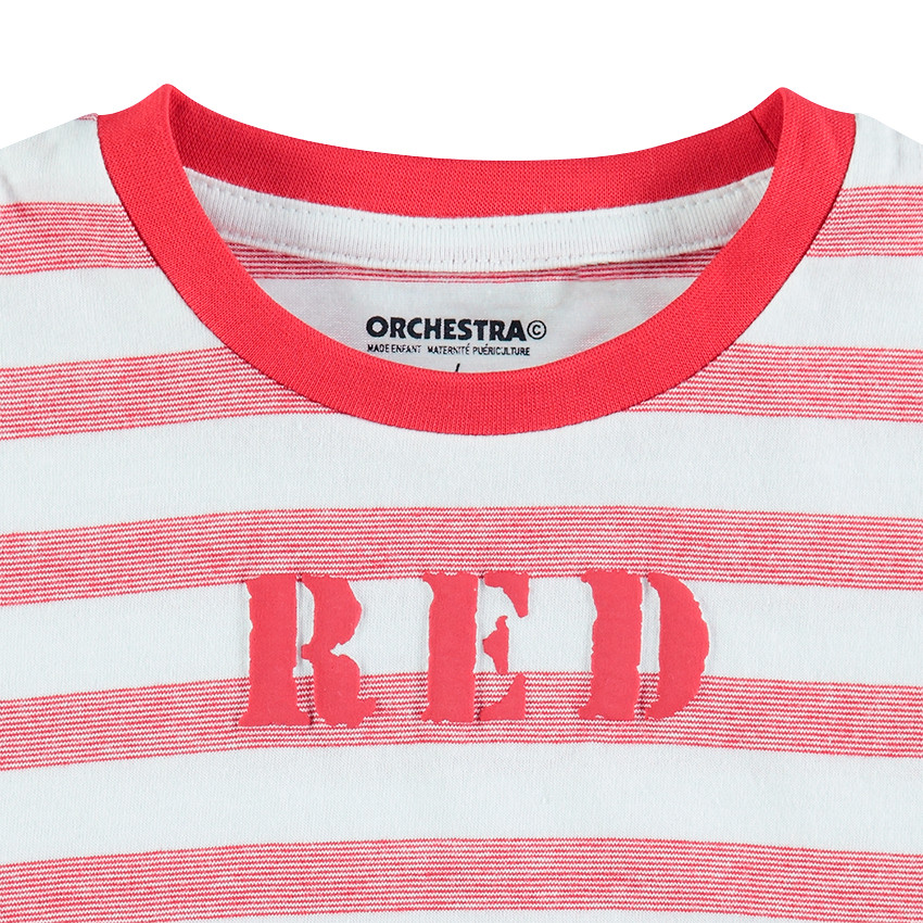 Tee-shirt manches courtes à rayures all-over avec inscription printée 