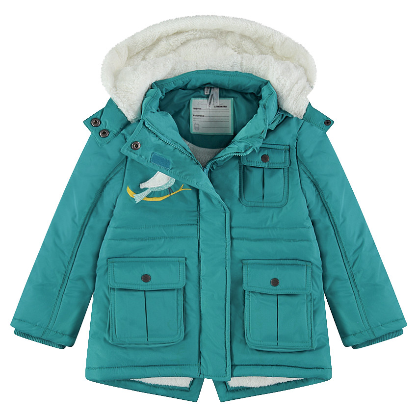 Parka doublée sherpa avec capuche amovible et broderies 