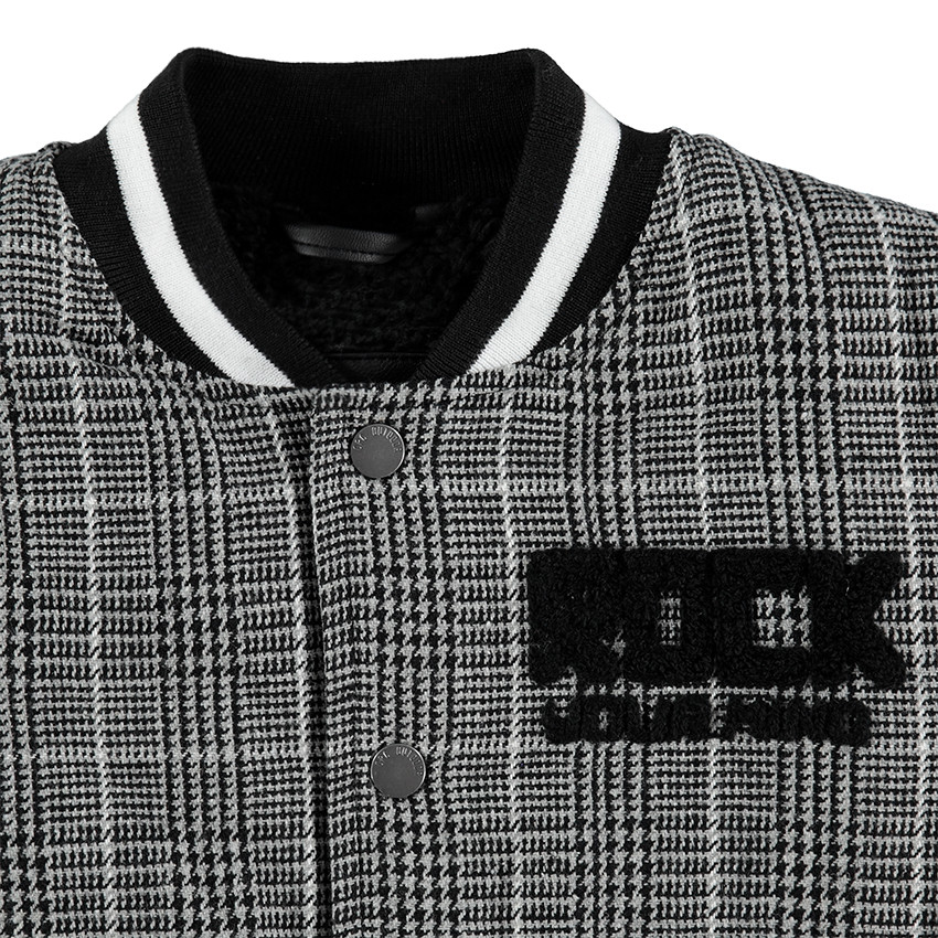 Blouson esprit teddy avec manches en simili et motif pied de poule 