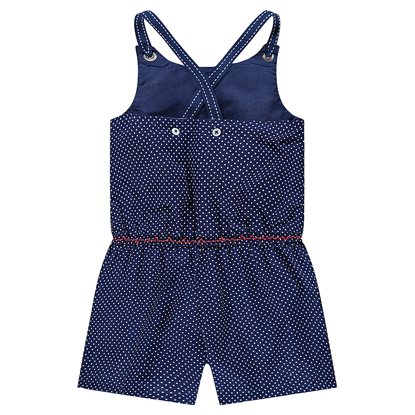 Combinaison courte à pois avec soleil brodé 