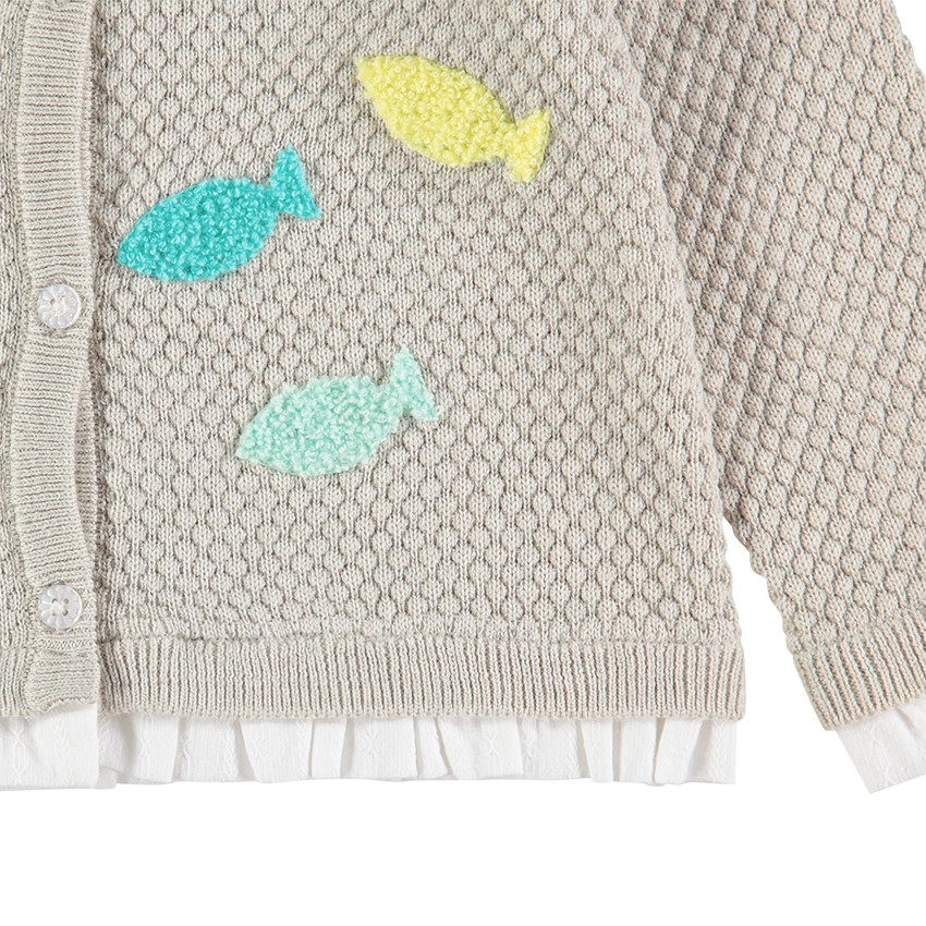 Gilet en tricot fantaisie avec poissons patchés 