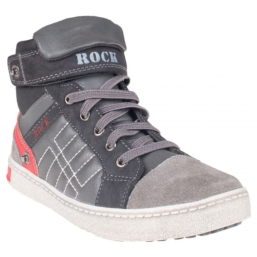 Bottillons aspect cuir à lacets et empiècements contrastés 