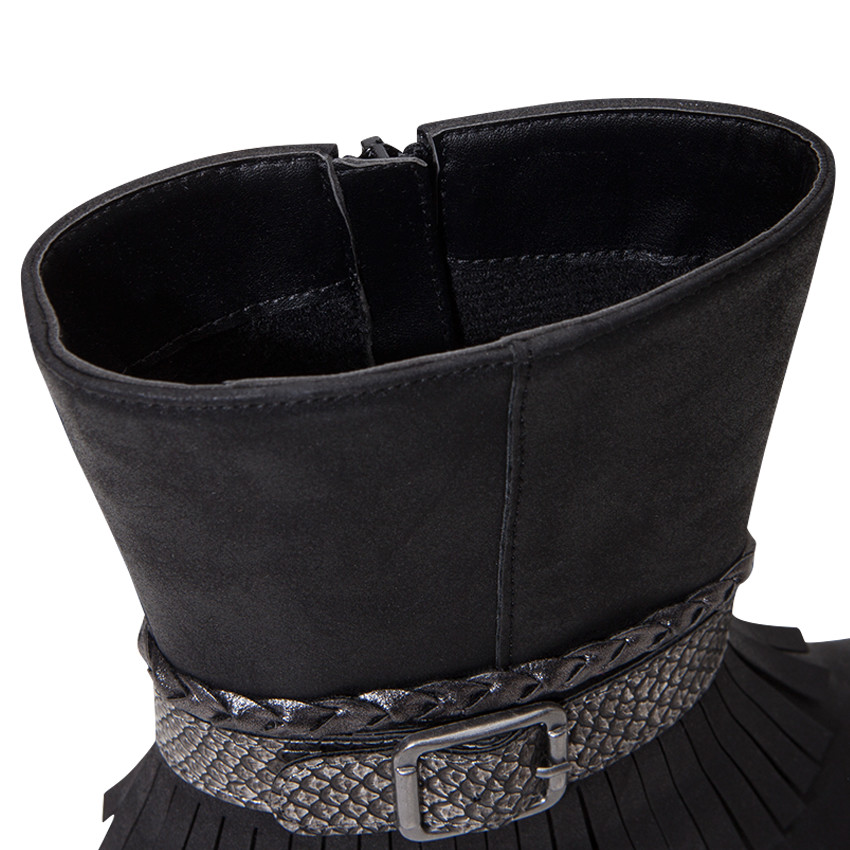 Bottines à franges et lanières fantaisie 