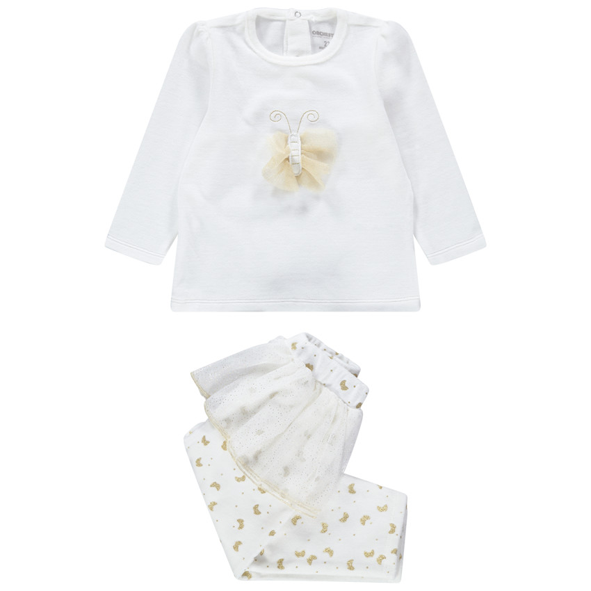 Pyjama en velours à papillon et volant en tulle 
