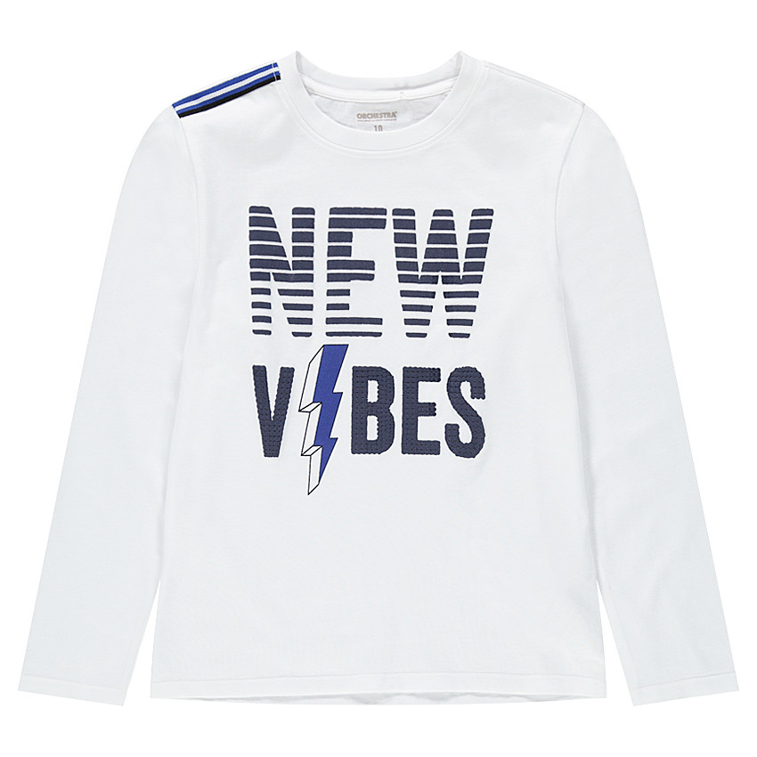 Junior - Tee-shirt manches longues en jersey avec inscription printée 