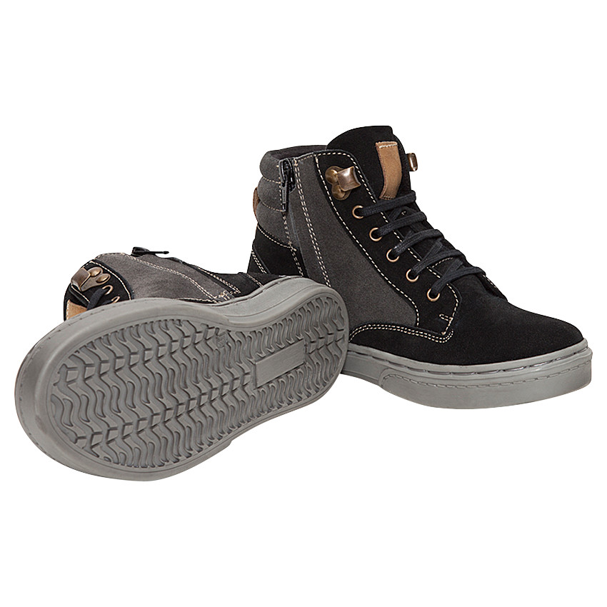 Bottillons en cuir suédé à lacets et zip 